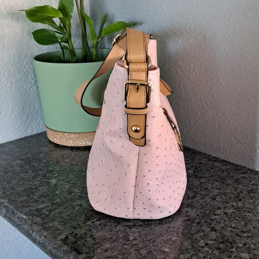 Giani Bernini Pink Faux Ostrich Handbag - Picture 3 of 13